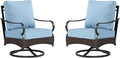 Swivel Patio Sofa Chairs - 2 PCS Outdoor Swivel Rocker Armchairs, Patio Seating with High Back Deep Seat for Porch Deck Balcony