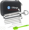 Ofargo Stainless Steel Meat Injector Syringe with 4 Marinade Needles and Travel Case for BBQ Grill Smoker, gifts for men dad husband in Thanksgiving Christmas day