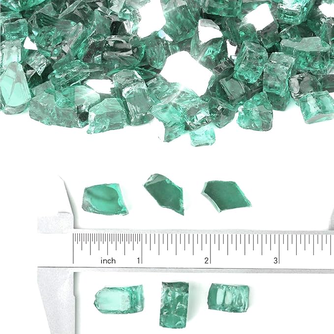 Stanbroil 10-Pound Fire Glass - 1/2 inch Reflective Tempered Fire Glass for Fireplace Fire Pit, Light Green Reflective