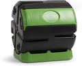 FCMP Outdoor HOTFROG Rolling Single Chamber Batch Tumbling Composter - Outdoor Rotating Garden Compost Bin (HF-RC4000WB) Black & Green (37-Gallon)