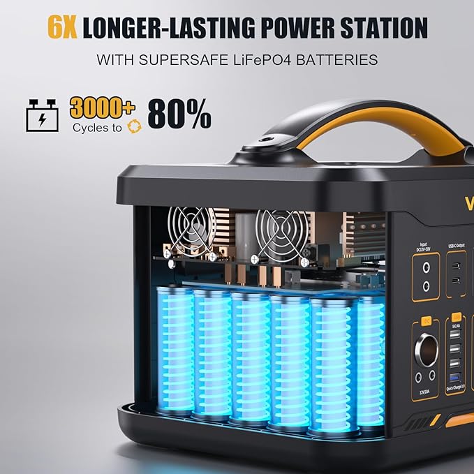 VTOMAN Jump 1500X Portable Power Station with 110W Solar Panel, 828Wh LiFePO4 Battery Solar Generator with 1500W AC Outlet, Jump Start, PD 100W Type-C for Camping, Home Backup, Outdoor Christmas Party