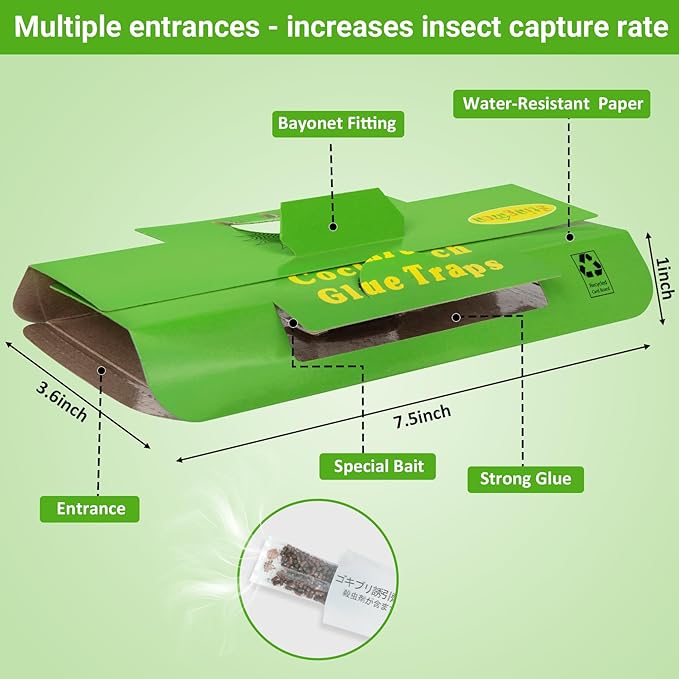 18 Pack Roach Traps Indoor Roach Killer Indoor Infestation, Cockroach Killer Indoors Home Cockroach Trap Sticky Traps for Insects