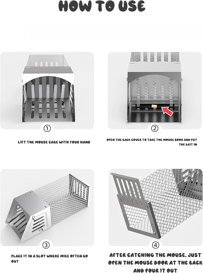 Automatic Mouse Trap, Humane Rat Trap Cage - Reusable Live Catch Rodent Trap for Mice, Rats, Squirrels - Safe & Effective Indoor/Outdoor