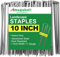 AMAGABELI GARDEN & HOME 10 Inch 200 Pack Galvanized Landscape Staples 11 Gauge Garden Staples Landscaping Staples Heavy Duty U-Shaped Tent Stakes Pins Garden Stakes for Weed Barrier Fabric Tubing Lawn