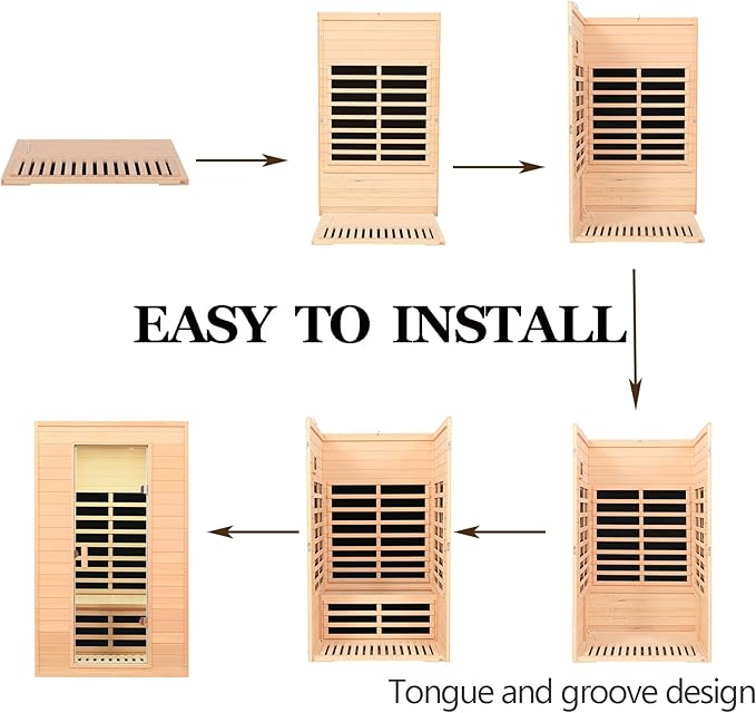 2 Person Infrared Sauna, Low EMF FAR Infrared Sauna for Home, 1500 Watts Canadian Hemlock Indoor Saunas with LED Reading Lamp, LCD Display-Control, Blue-Tooth Audio