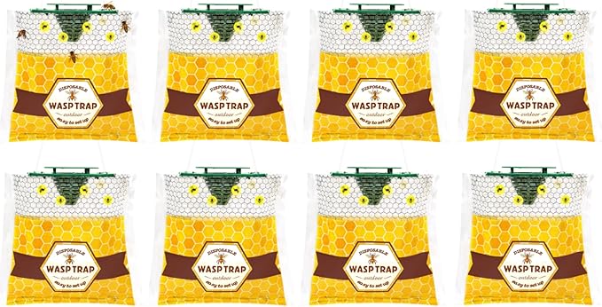 8 Pack Disposable Wasp Traps Outdoor Hanging Carpenter Bee Traps for Outside Yellow Jackets Trap Hornet Trap Wasp Killer Bug Flies Garden