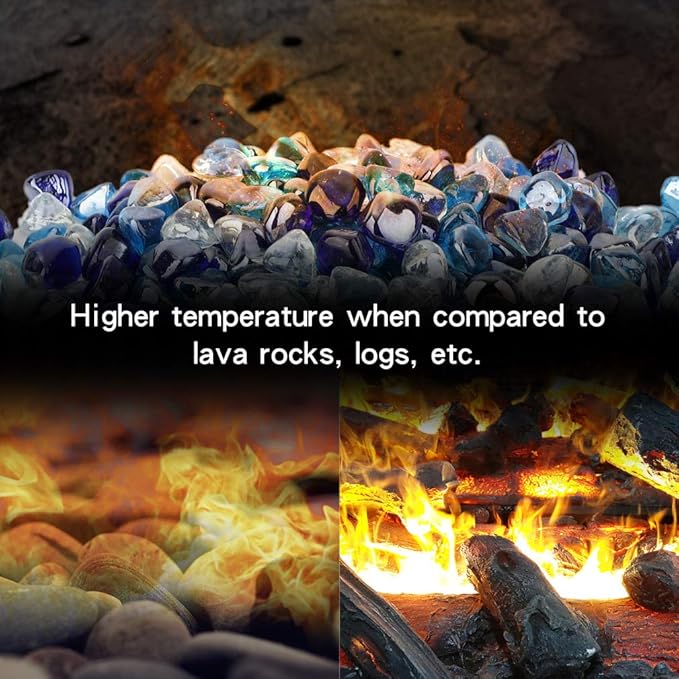 Stanbroil 10-Pound Blended Fire Glass - 1/2 inch Diamonds, Cobalt Blue, Crystal Ice, Caribbean Blue Luster for Indoor & Outdoor Gas Fire Pits & Fireplaces