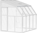 Palram Canopia Rion Sun Room 6 Ft. x 8 Ft. Solarium, Lean-to Greenhouse DIY Kit, Attach to House, Large Twin Wall Polycarbonate, 100% UV Protection for Porch, Patio Outdoors with Window Vent (White)