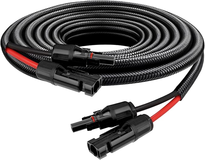 XRDS -RF Solar Panel Cable 3FT, 10AWG Solar Extension Cable with Male & Female Solar Connectors, Flame-Retardant Protective Sleeving Solar Cable, Weatherproof PV Wire for Solar Panel Connection