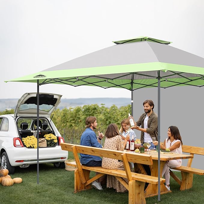 EAGLE PEAK 13x13 Pop up Canopy Tent w/One Wall, Instant Canopy Easy Set up Folding Shelter w/One Privacy Curtain, 169 Square Feet Sun Shade, Gray