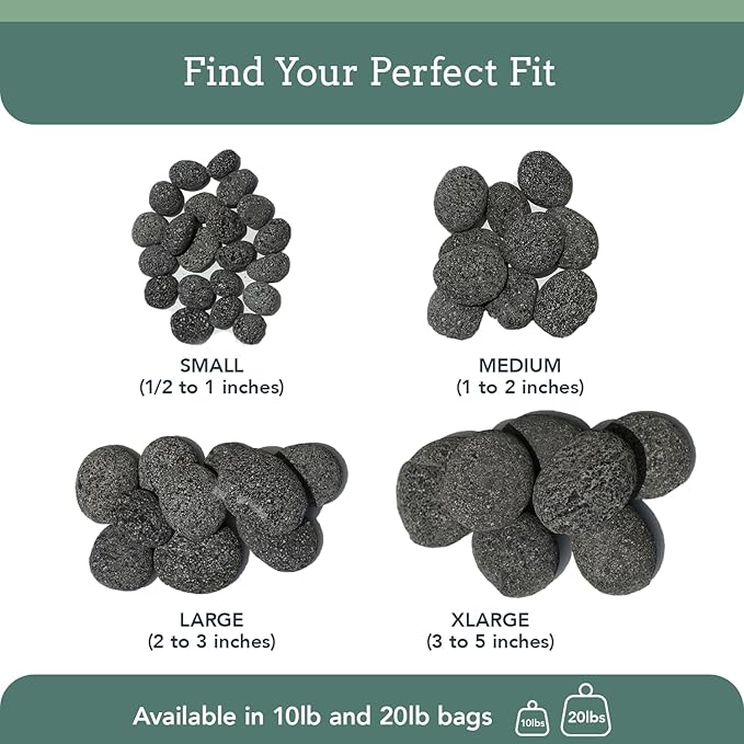 Black Lava Rocks for Fire Pit - 2 to 3 inch - 10 lbs - Gas Fireplace Rocks - Decorative Lava Stone for Indoor & Outdoor Gas Fireplace