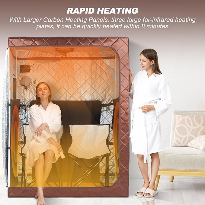 2 Person Portable Infrared Sauna, Oversize Full Body Home Sauna Spa for Relaxation & Detox, Dry Heated Saunas Tent with Remote Control, 2 Foldable Sauna Chairs(L 47.24" x W 35.43" x H 62.99")