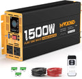 1500W Pure Sine Wave Power Inverter DC 12V to AC 110V 120V Converter with 2 AC Outlets, QC3.0 18W USB-A, PD30W USB-C Port Car Inverter with LCD Display and Remote Control for Truck RV Home