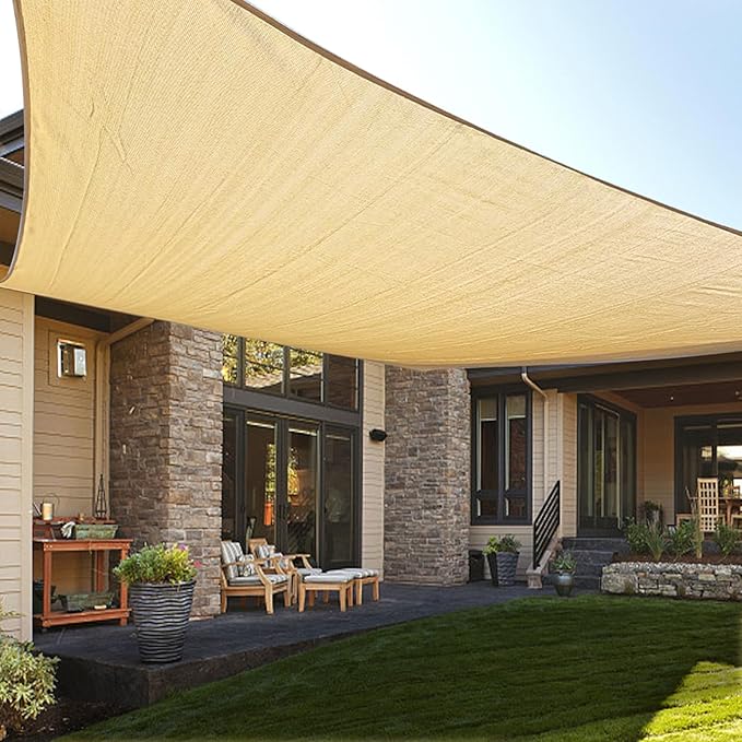 LOVE STORY Custom Size 8'x18' Sand Sun Shade Sail Rectangle UV Block Canopy Patio Sail Sunshades Fabric for Outdoor Garden Carport (We Make Custom Size)