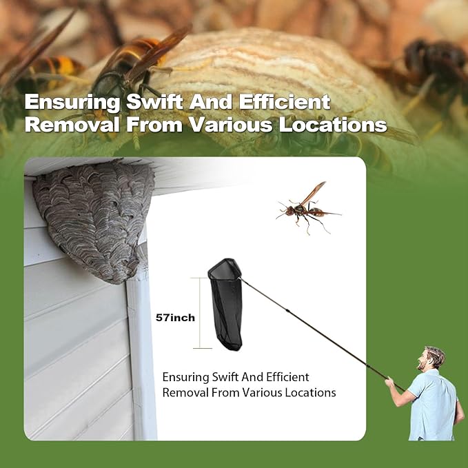 Wasps Hornets Yellow Jacket Nest Remove Scraper Killer Cleaning Tool Net Work with Bee Trap Bag Stick Board