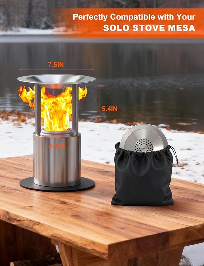 Heat Deflector for Solo Stove Mesa, Portable Fire Pit Heat Deflector with 3 Detachable Legs, Accessory for Mesa Fire Pit, Captures and Redirects Warmth, 304 Stainless Steel