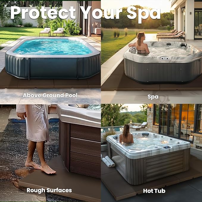 XtremepowerUS 4 Pack Hot Tub Spa Pad (8' x 5.33' ft) Small Pool Placement Pad Alternative to Concrete Pad Inflatable Pool Floor Pad Base Foundation