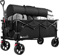 Gonex 48''L Collapsible Foldable Heavy Duty Oversized Wagon with 440lbs Weight Capacity, 300L Folding Large Utility Garden Grocery Shopping Cart with 8" H All-Terrain Wheels & 2 Drink Holders - Black