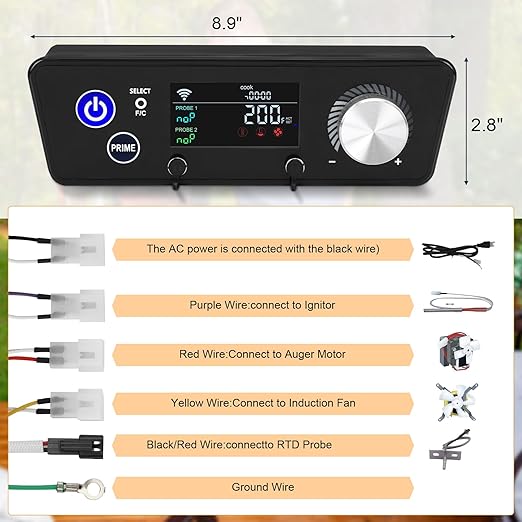 Smart PID Control Board for Pit Boss Vertical Pellet Smokers, WiFi Controller Board Compatible with PBV3P1/PBV4PS1/PBV5P1 Series, WiFi-Enabled APP Precise Temperature Control in Increments of 1 Degree