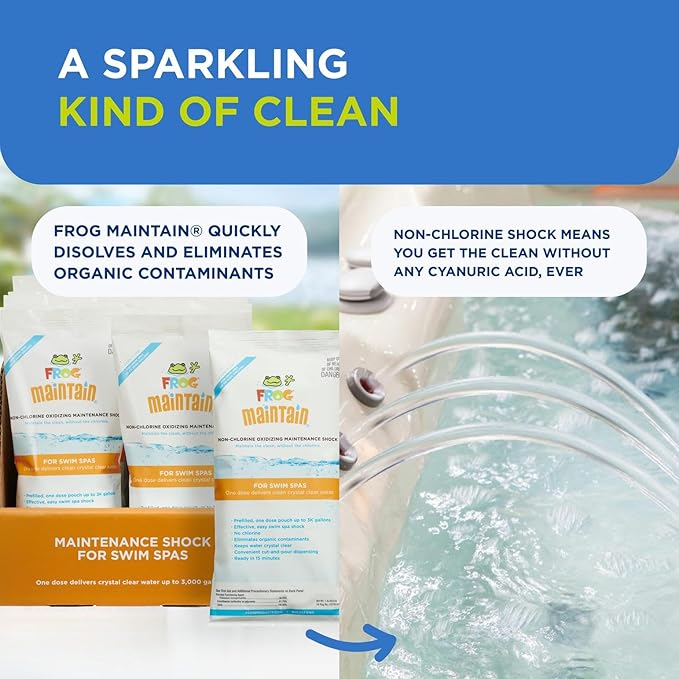 FROG Maintain for Swim Spas - Non-Chlorine Shock for use with Swim Spa FROG @Ease Floating System - Single Dose Packets for Easy Swim Spa Maintenance & Treatment - 6 Pack