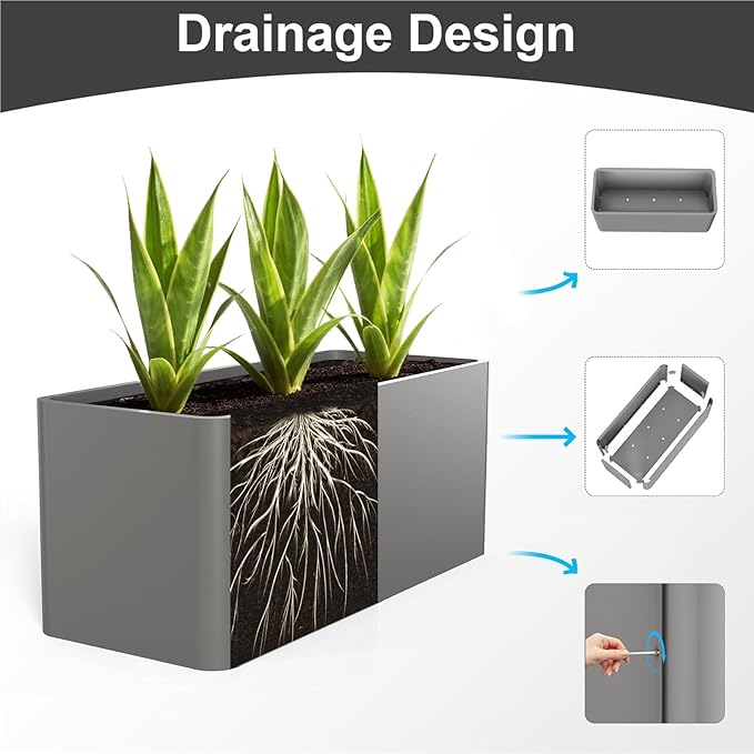 Large Rectangular Planter 36" L x 15" W x 15" H, Long Planter Box for Outdoor Patio/Porch Planter Boxes Outdoor Modern Design for Plants, Flowers, Garden