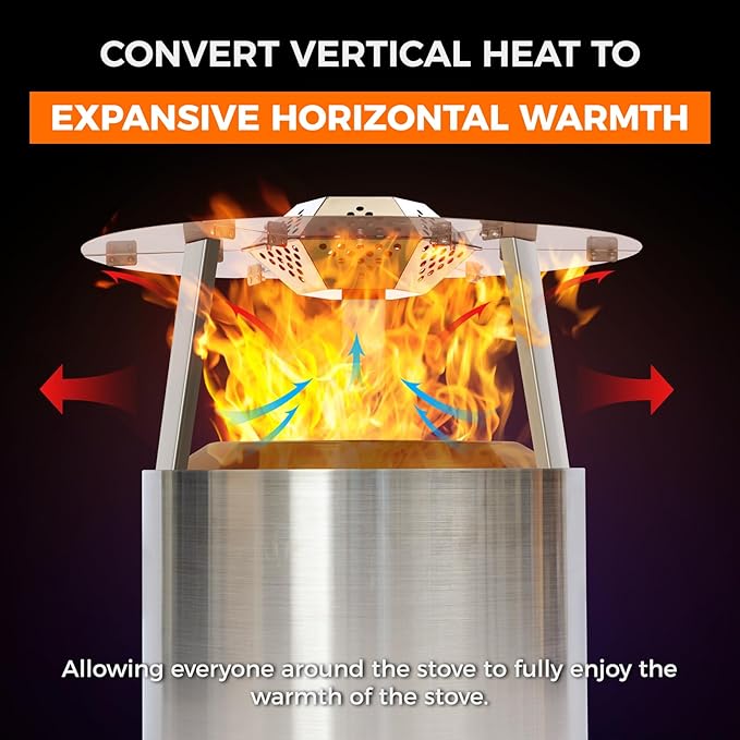 Fire Pit Heat Deflector for Solo Stove Bonfire 1.0/2.0 and Other 19.5" Fire Pit, with 3 Legs 304 Stainless Steel for Solo Stove Accessories, for Outdoor Firepit Captures and Redirects Warmth.