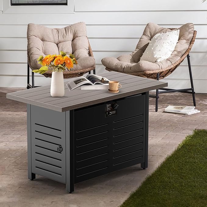 42'' Propane Fire Pit Table – 50,000 BTU Outdoor Gas Fire Pit for Patio, Deck, and Garden, CSA Certified Multipurpose Fire Table with Cover and Lava Rock