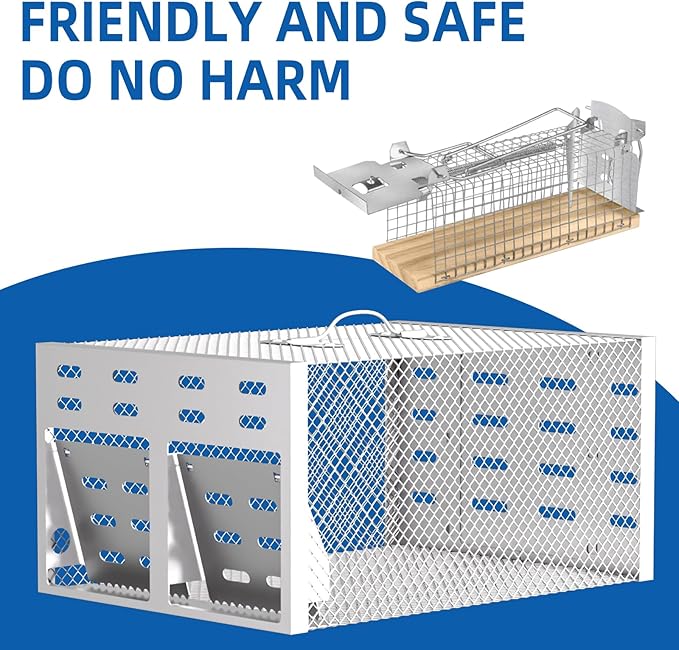 5pack Humane No Kill Rat Trap Cage,Live Rat Traps Catch and Release,Chipmunk Live Trap for Rats,Automatic Continuous Trampas para Ratones,Easy to Set Metal Mice Traps