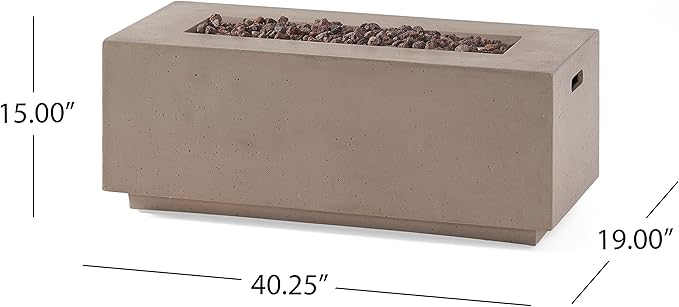 Outdoor Propane Fire Pit Table for Outside Patio, 40 Inch Concrete Fire Pit Table, Rectangle Gas Fire Pit for Garden, Pool, Backyard, 40,000 BTU