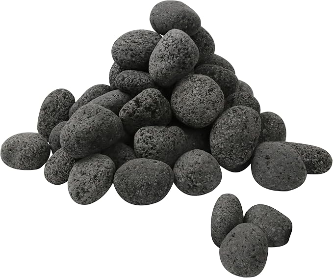 Sunnyglade 10LBS Black Lava Rocks for Fire Pit 1-2 inch Gas Fireplace Rocks, Black Lava Pebbles for Propane Fire Pit, Decorative Volcanic Stone for Outdoor & Indoor Gas Fireplace (10, Pounds)