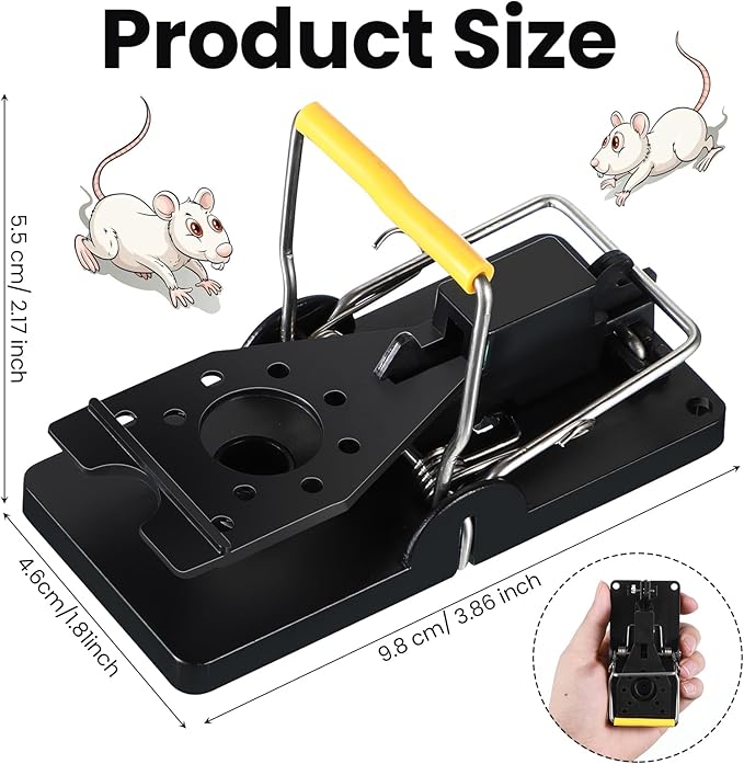 Qualirey 18 Pcs Mouse Traps Plastic Snap Rat Trap Bulk Reusable Quick Effective Safe for Indoor Outdoor Home House Warehouse Garden Kitchen 3.86 x 1.81 x 2.17 Inch (Black,Yellow)