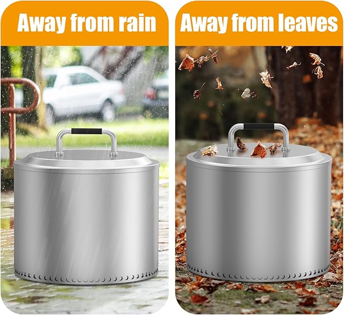 19.7" Fire Pit Lid with Handle for Solo Stove Bonfire 2.0 Fire Pit,Stainless Steel Hard Cover with Grill Cover,Camping Stove Accessories for Other 19.5" Outdoor Low Smoke Stoves