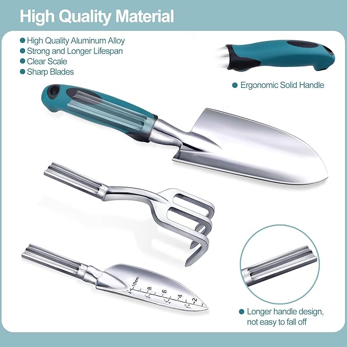 Kynup Garden Tools, Gardening Gift 7-Piece for Women, Men, Gardening Hand Tools Set with Rust-Proof, Stainless Steel, Aluminum Alloy Material, Ideal Gardening Supplies, Essentials, Garden Stuff