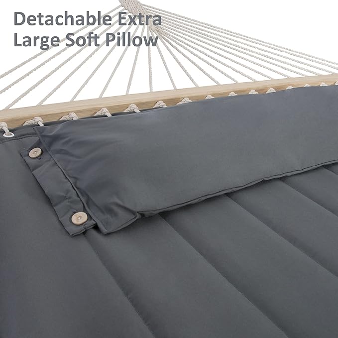 SUNCREAT 2 Person Hammock with Stand, Heavy Duty Portable Hammocks, 475 lbs Capacity, Dark Grey