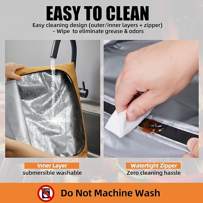 BBQ Blanket for Resting Meat, Leak-Proof & Reusable Insulated Meat Resting Bag, 270° Top Opening for Large Cuts, Meat Smoking Accessories Gifts for Men, Dad, Christmas Stocking Stuffers