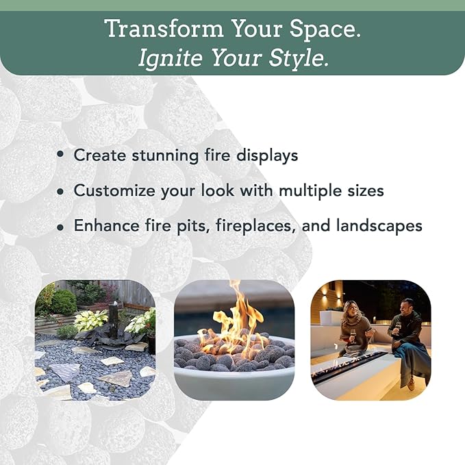Black Lava Rocks for Fire Pit - 2 to 3 inch - 10 lbs - Gas Fireplace Rocks - Decorative Lava Stone for Indoor & Outdoor Gas Fireplace