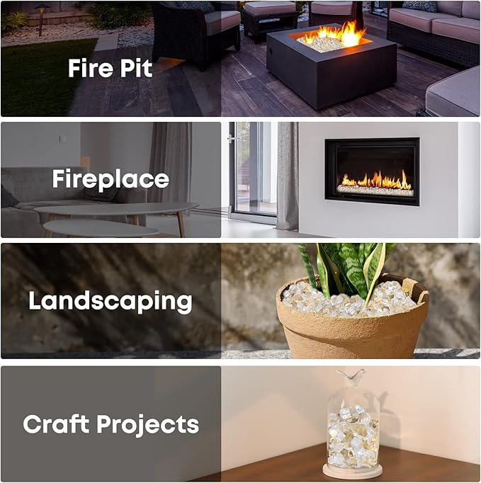 Stanbroil 10-Pound Fire Glass - 1/2 inch Reflective Tempered Fire Glass for Fireplace Fire Pit, Gold Reflective