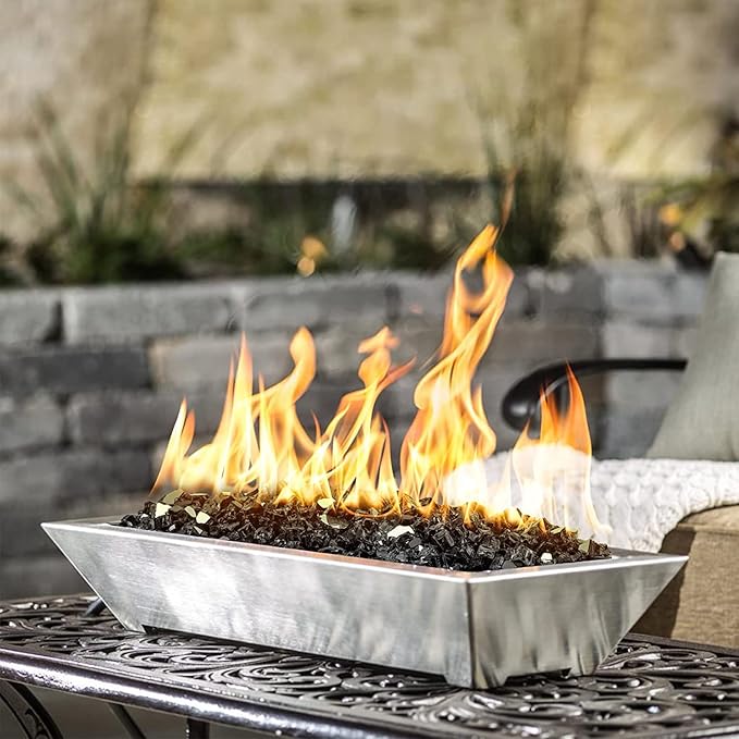 Onlyfire 10 pounds Fire Glass for Propane Fire Pit and Gas Fireplace, 1/4 Inch Reflective Firepit Glass Rocks for Fire Pit Table and Fire Bowl, High Luster Onyx Black