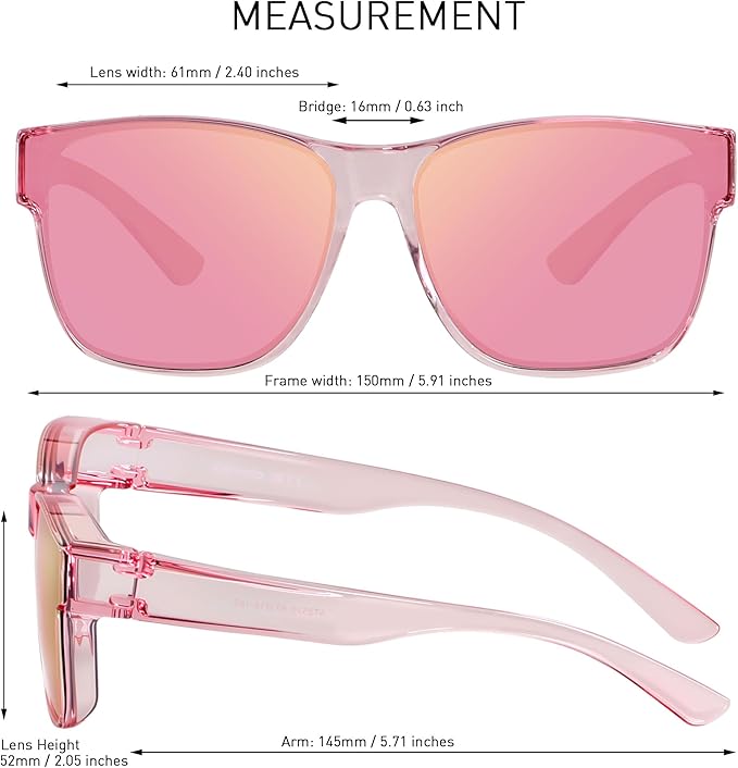 ANDWOOD Fit Over Glasses Polarized Sunglasses for Women Men Oversized Square Shades UV400 Protection