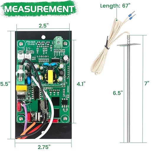Control Panel Replacement for Traeger BAC236 Controller Digital Elite Thermostat BAC365 Wood Pellet Smoker with 7" RTD Temperature Probe Sensor BAC194 Grill Accessories