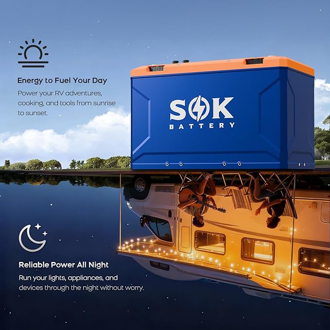 SOK Battery 12V 314Ah LiFePO4 Battery Marine Grade Low-Temp Protection Power Outage, Built-in Heater, ABS Casing for RV or Solar Marine, Boat and Wind Off-grid Applications