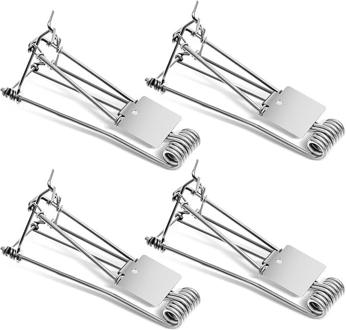 Qualirey 4 Pcs Outdoor Gopher Trap Easy Set Mole Trap Weather Resistant Gopher Killer Vole Killer for Lawn Garden Farm (Silver)