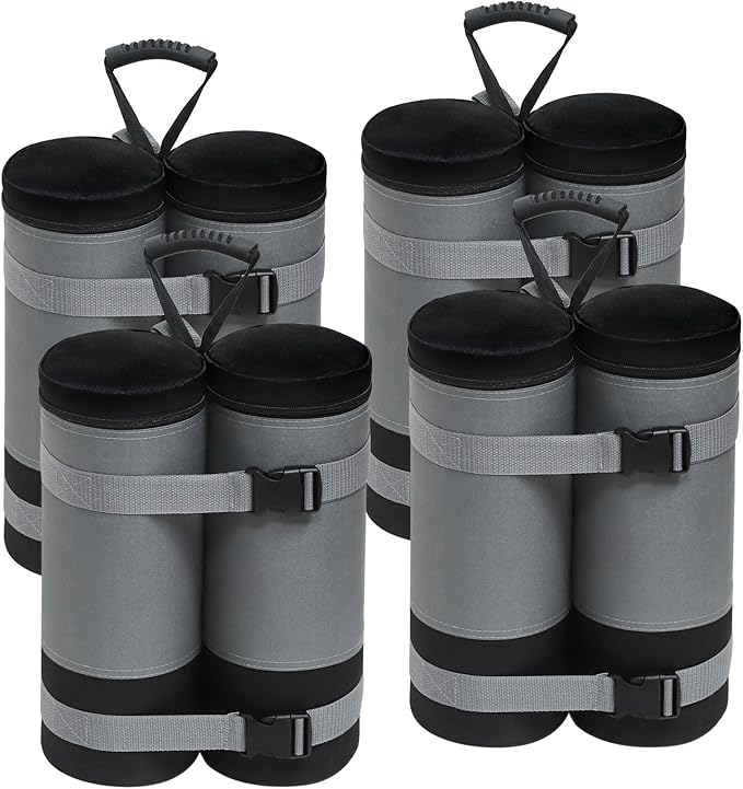 EAGLE PEAK Extra Large Weight Bags for Canopy Tent 180 lbs Leg Weights Heavy Duty Sandbags for Pop Up Canopy Gazebos Beach Tent Umbrella Greenhouse Set of 4, Gray