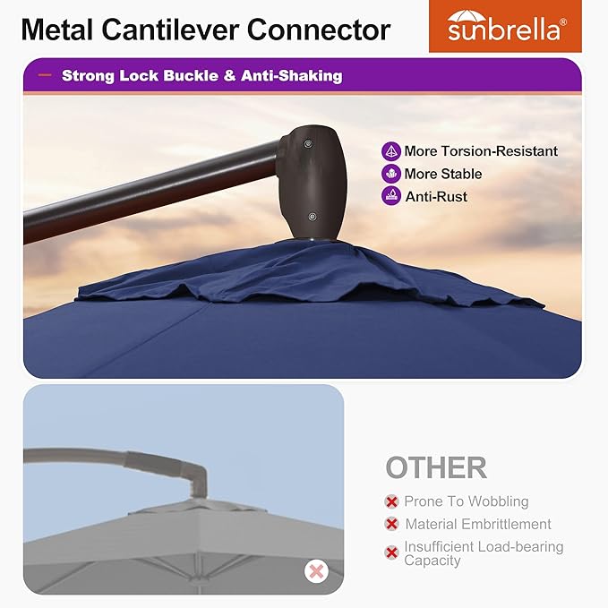 PURPLE LEAF 10FT Cantilever Patio Umbrella with Base Included Round Umbrella with 360° Rotation Aluminum Outdoor Offset Hanging Umbrella for Patio Pool, Spectrum Indigo