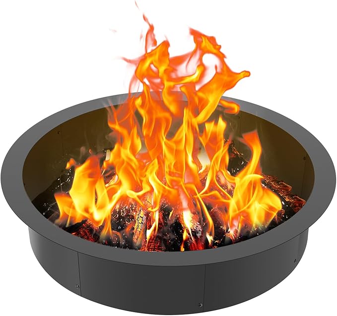 VEVOR Fire Pit Ring, 40-Inch Outer/36-Inch Inner Diameter, 10inch Height 2.5mm Thick Fire Pit Insert, Heavy Duty Carbon Steel Liner DIY Campfire Ring Above or In-Ground, for Outdoor Camping, Bonfires
