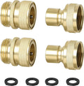 STYDDI Brass Full Flow Garden Hose Quick Connect Fittings, Solid Brass 3/4-Inch GHT Lawn Hose Quickly Disconnect Connector Coupler, Compatible with Most Hoses, Spigots, Watering Tools, 2 Sets