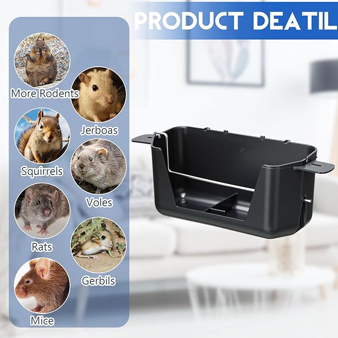 Qualirey 2 Pack Rat Bait Stations Large Rodent with Key Reusable Mouse Stations Mice Blocks Heavy Duty Boxes for Outdoor Rodents Mice Blocks, Bait Not Included, Black (9.8 x 7.5 x 4.3 Inches)