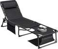 Flamaker Face Down Chaise Lounge Chair 5-Position Adjustable Sunbathing, Foldable Tanning Chair with Face& Arm Holes, Outdoor Recliner Chair for Pool, Beach, Patio, Lawn (Black, 1 Pcs)