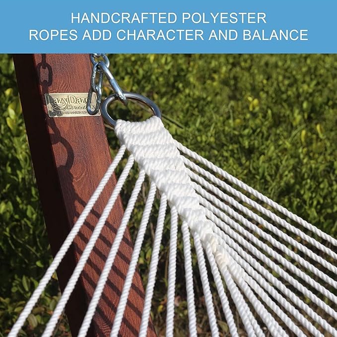 Lazy Daze Hammocks 12FT Quilted Fabric Hammock with Soft Pillow, Double 2 Person Tree Hammock with Spreader Bar for Outside Patio Poolside Backyard Beach, 450 lbs Capacity, Red Leaf