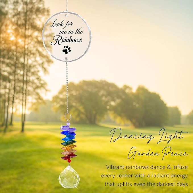 GIFTELIX Pet Memorial Suncatcher - Pet Memorial Gift - Dog Cat Loss Sympathy Gift - Rainbow Crystal Prism - Bereavement Keepsake - Daily Remembrance - Suncatcher Ornament
